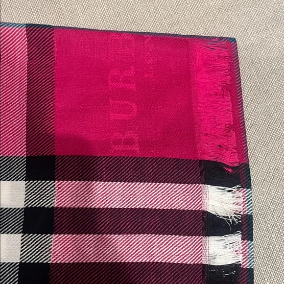 Burberry Fuchsia and Black Plaid Scarf - Picture 3 of 8